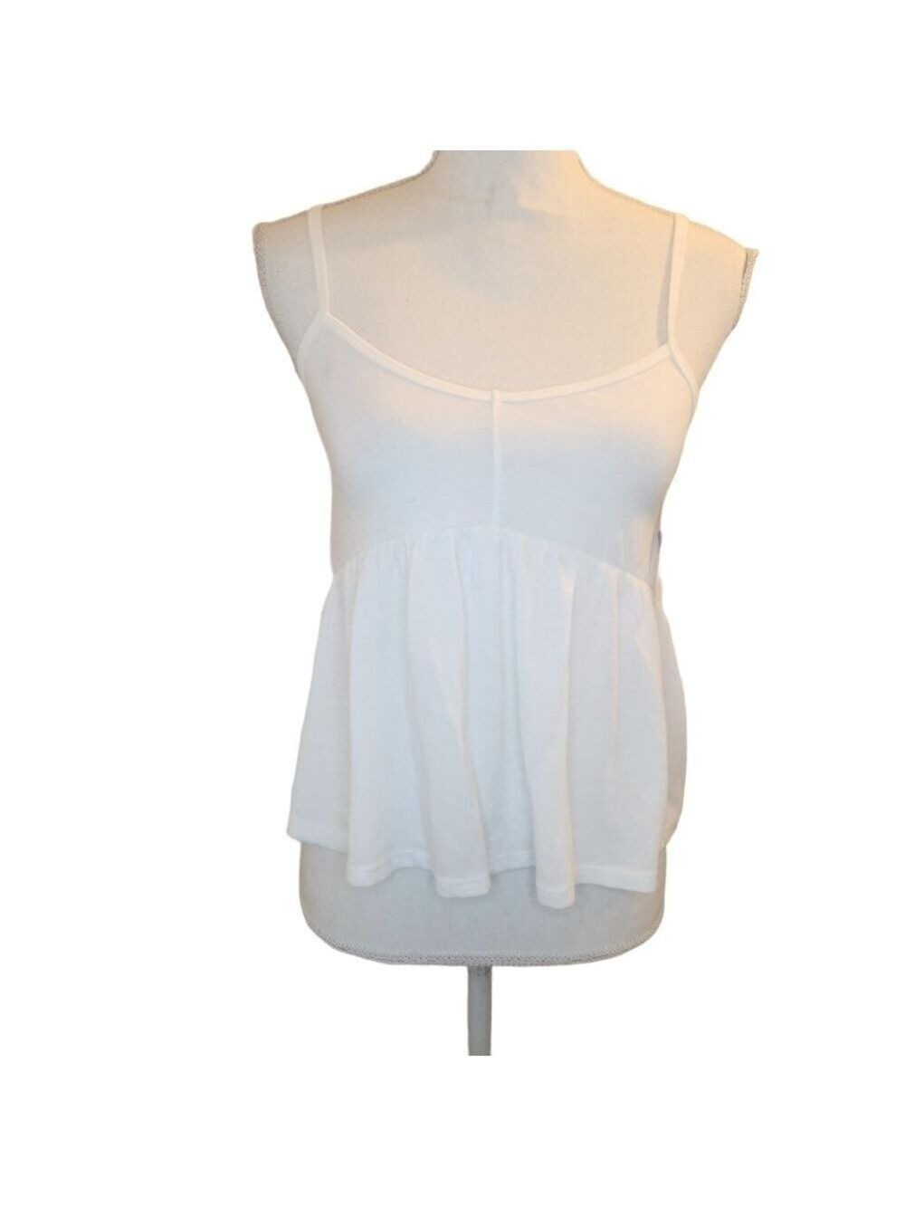 Hollister Cream Cami Tank Top Sz: S Babydoll Logo Placard Adjustable Strap